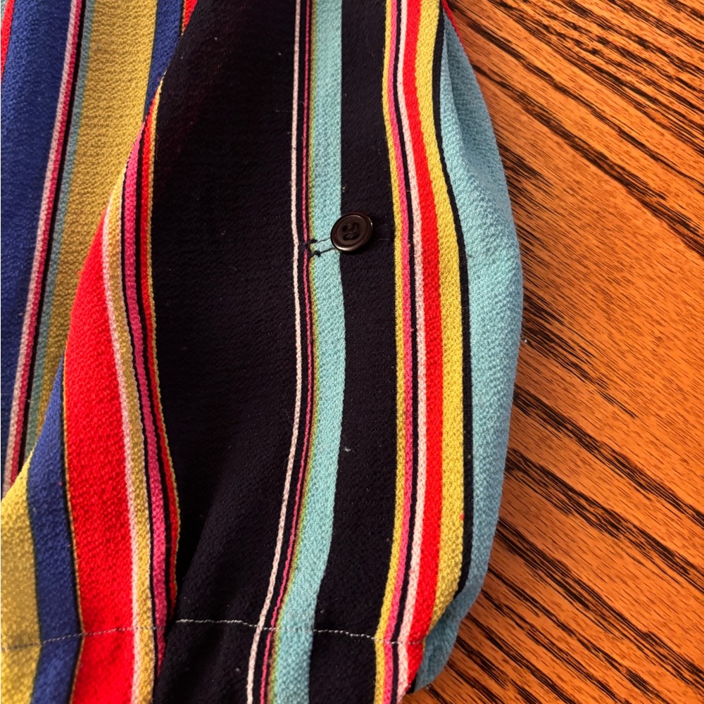 L&B Multicolor Striped Long Button-Front Top - Navy, Red, Yellow, Teal, Purple - Picture 10 of 11